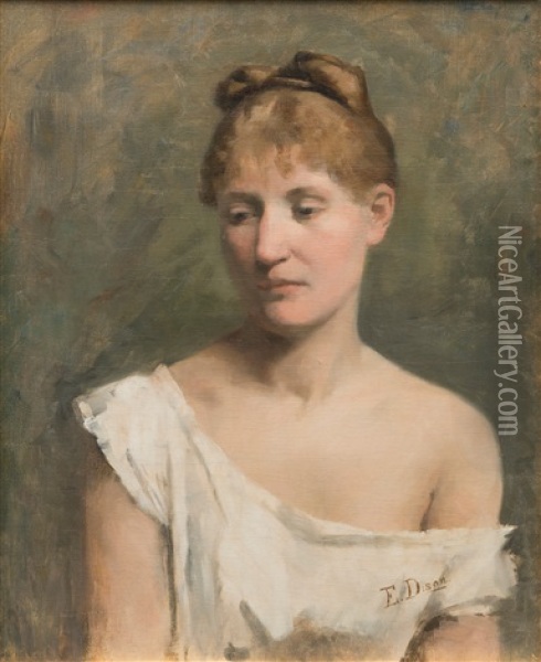 A Portrait Of A Young Woman Oil Painting - Elin Danielson-Gambogi