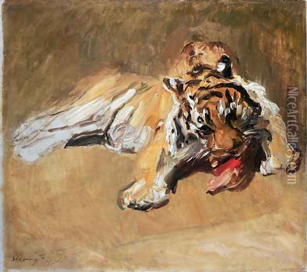 Feeding Tiger, 1901 Oil Painting - Max Slevogt