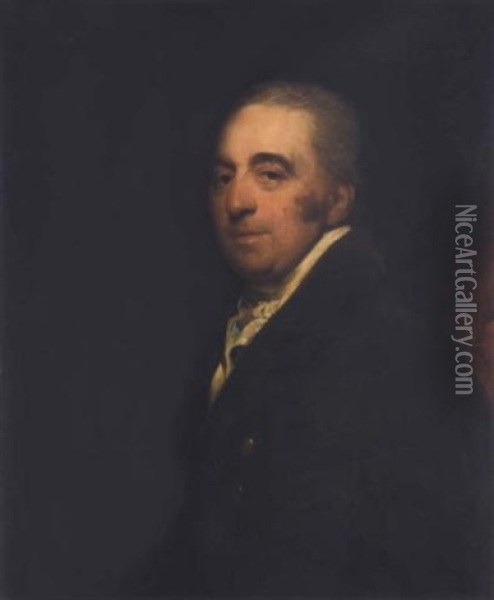 Portrait Of John, 1st Baron Crewe, Wearing A Brown Coat With A White Stock Oil Painting - Thomas Lawrence