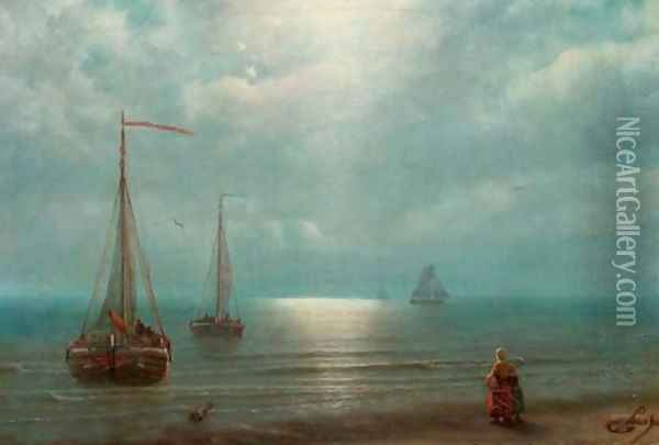 Setting out to sea Oil Painting - Petrus Paulus Schiedges