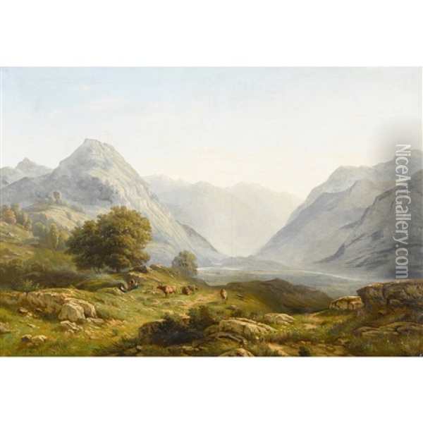 Blick Auf Interlaken Und Augstmatthorn Oil Painting - Jean Philippe George-Julliard