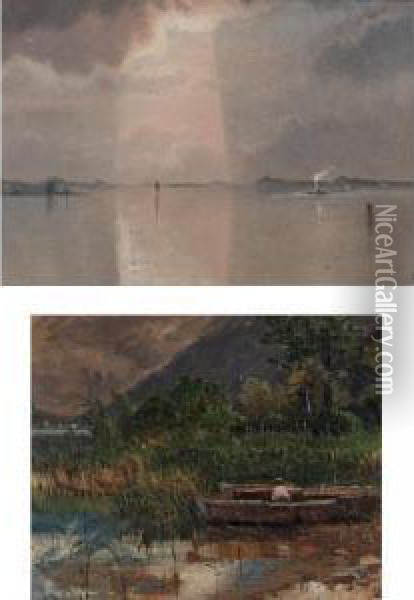 'a Break In The Clouds' And 'a Reeded Water Inlet': A Pair Oil Painting - William Stanley Haseltine