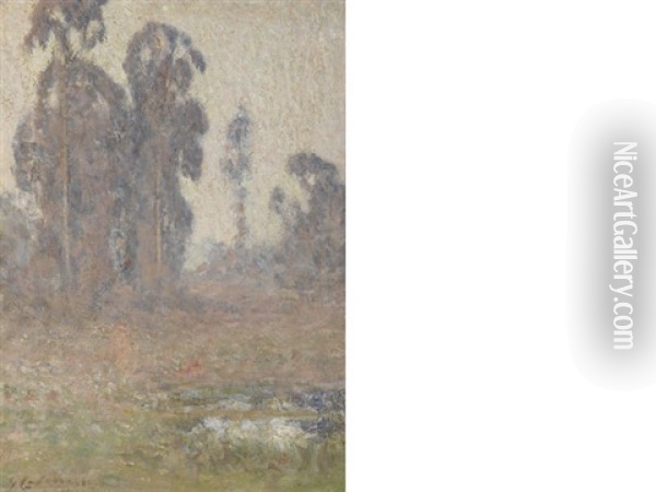 Eucalyptus In A Meadow Oil Painting - Giuseppe Cadenasso