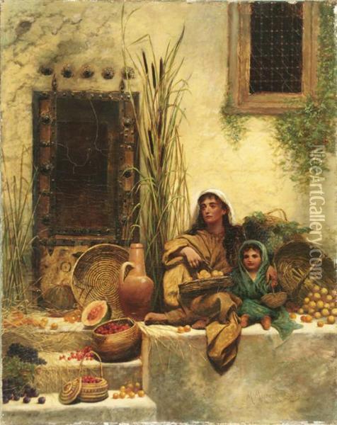 The Fruit Sellers Oil Painting - Margaret Murray Cookesley