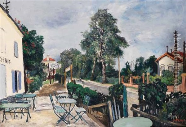 La Terrasse A Villiers-le-bel Oil Painting - Marcel Francois Leprin