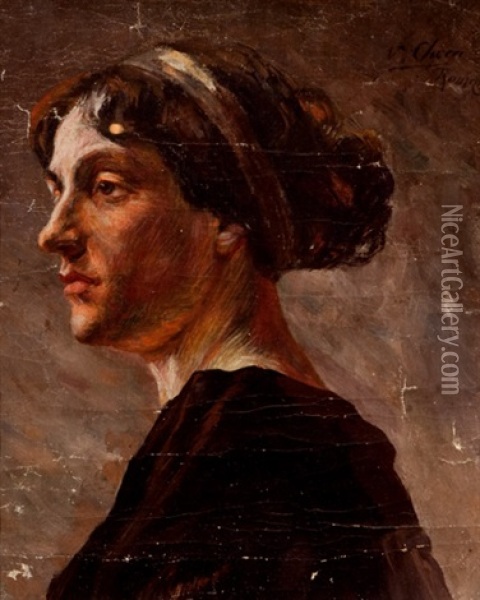 Cabeza De Mujer Romana Oil Painting - Ulpiano Checa Sanz