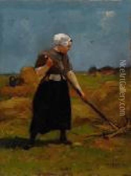 Haymaking Farmer's Wife Oil Painting - Willem de Zwart
