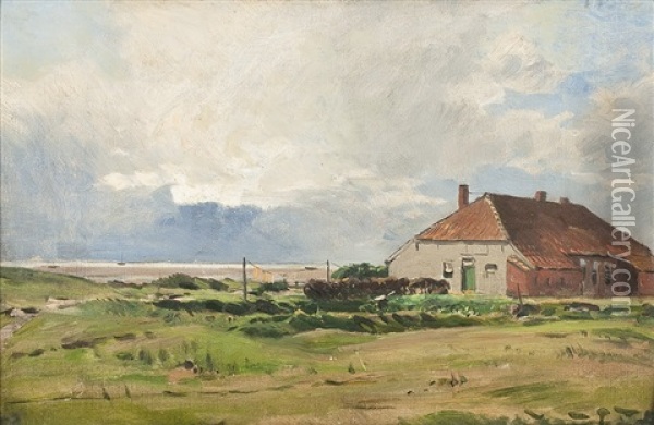 Gehoft An Der Hollandischen Kuste Oil Painting - Eugen Gustav Duecker