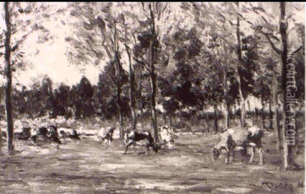 Cattle Under Trees Oil Painting - Willem Roelofs