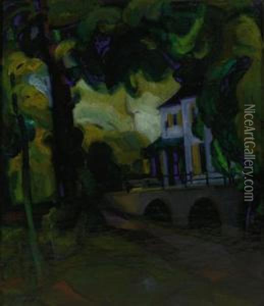 A View In Bergen Oil Painting - Mommie Schwarz