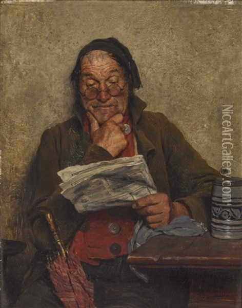 Der Dorfpolitiker Oil Painting - Hugo Wilhelm Kauffmann