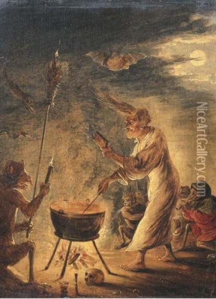 A Coven Of Witches Oil Painting - David The Younger Teniers