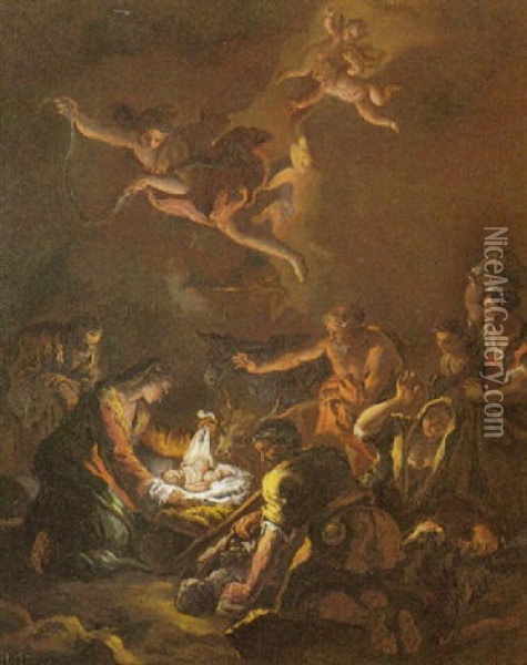 L'adorazione Dei Pastori Oil Painting - Gaspare Diziani