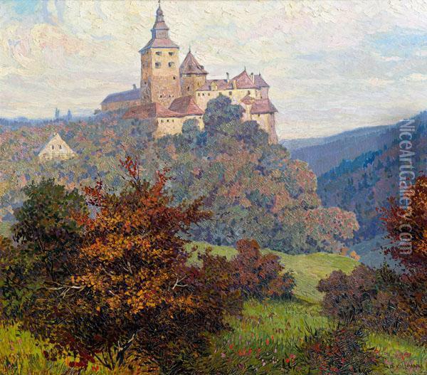 Burg Schlaining Oil Painting - Albert Kollmann