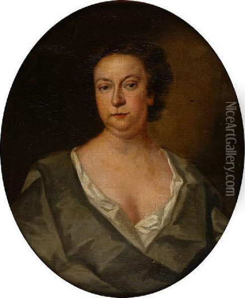 Portrait Of A Lady In Grey Oil Painting - Sir Godfrey Kneller