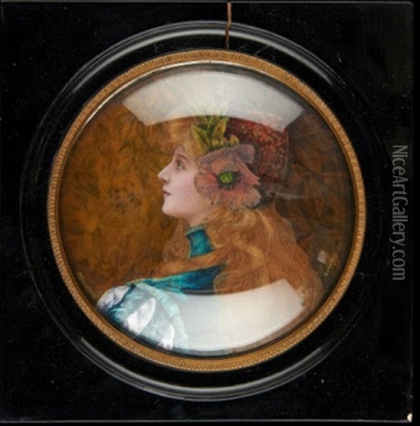 Jeune Femme De Profil Oil Painting - Pierre Bonnaud