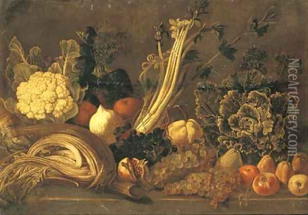 Vegetables Oil Painting - Neapolitan School