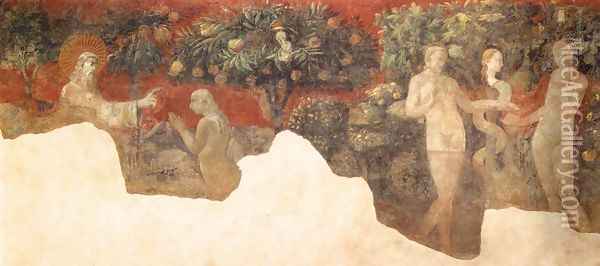 Creation of Eve and Original Sin 1432-36 Oil Painting - Paolo Uccello