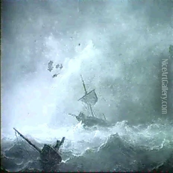 Sinking Ships Oil Painting - James Edward Buttersworth
