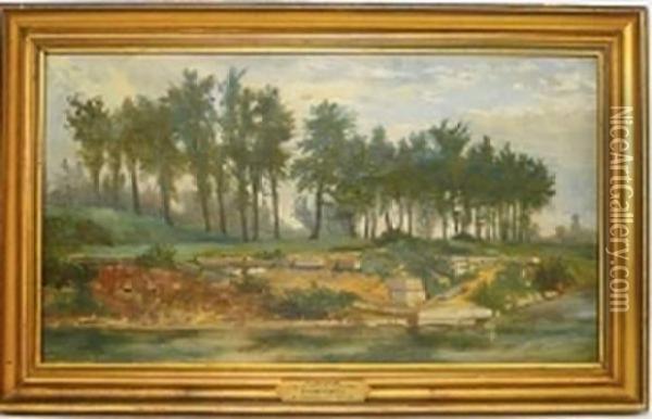  Les Fortifications De Valenciennes  Oil Painting - Henri-Joseph Harpignies