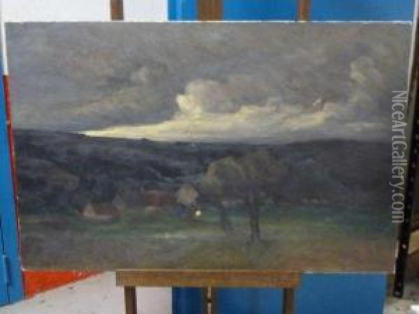 Hameau Au Ciel D'orage Oil Painting - Etienne De Martenne