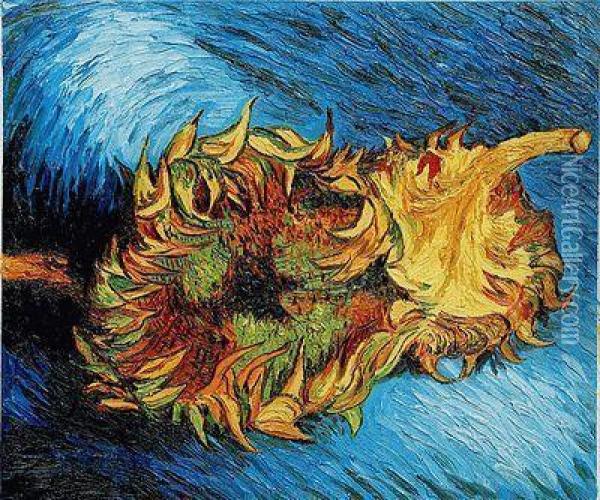 Two Sunflowers Oil Painting - Vincent Van Gogh