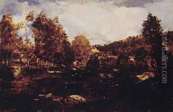 L'etude des Marais de Tiffauge en Vendee (Study of the Marshes of Tiffauge in Vendee) Oil Painting - Theodore Rousseau