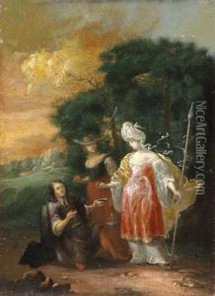 Granida I Daifilo, 2 Pol. Xviii W. Oil Painting - Salomon Gessner