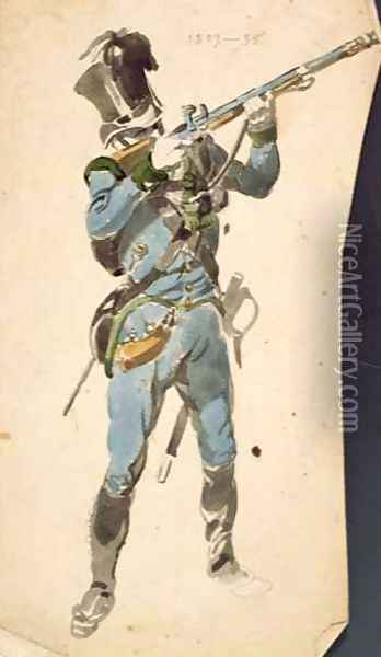 A Rifleman of the Austrian Jaegers the Prestige Corp of a National Elite Oil Painting - Johan Baptiste Heinefetter
