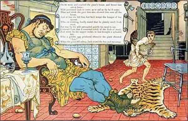 Jack and the Beanstalk Oil Painting - Walter Crane