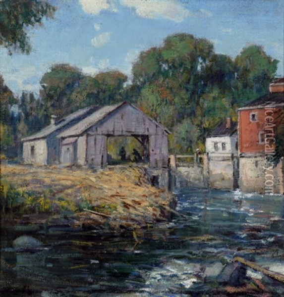 The Sawmill Oil Painting - Peleg Franklin Brownell