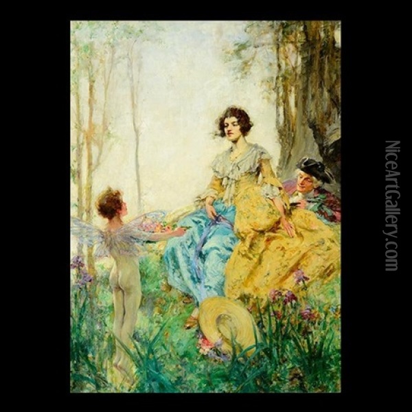 Encountering A Fairy Oil Painting - Arthur David Mccormick