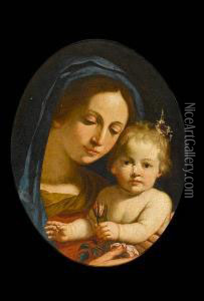 The Madonna And Child With A Rose Oil Painting - Massimo Stanzione
