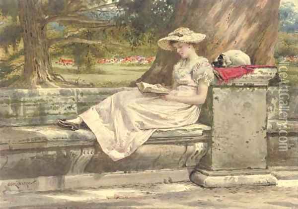 A quiet read in the shade Oil Painting - George Goodwin Kilburne