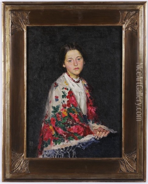 Portrait Of A Young Girl (two-sided Painting) Oil Painting - Bedrich Wachsmann