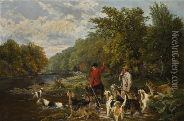 Otter Hunt On The Lowther Oil Painting - John Sargent Noble