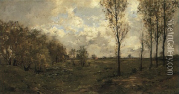 Les Prairies En Bordure Du Rp Oil Painting - Pierre Emmanuel Eugene Damoye