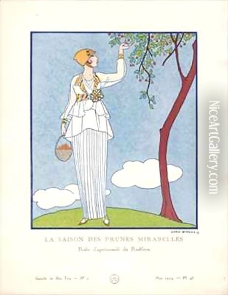 'La Saison des Prunes Mirabelles - Robe d'apres-midi de Redfern' Oil Painting - Georges Barbier
