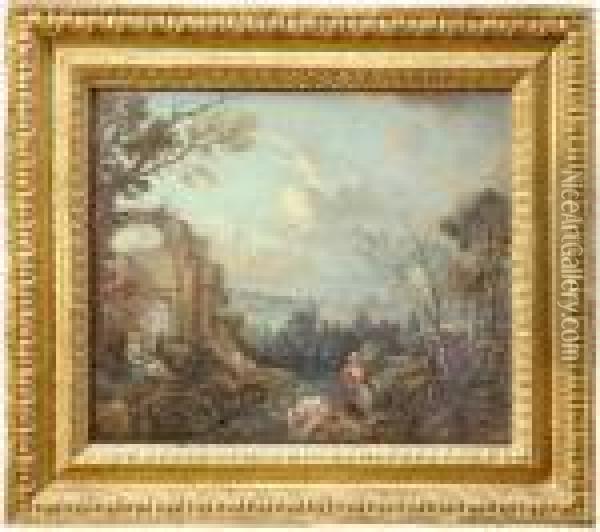 Paysage Avec Ses Baigneuses Oil Painting - Jean-Baptiste Lallemand