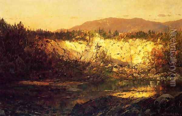 Shadows Rising and Sun Setting, New Hampshire Oil Painting - William Louis Sonntag