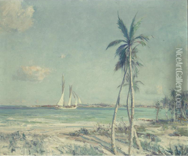 In Bermuda Waters Oil Painting - John P. Benson