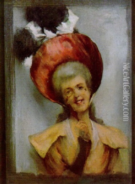 Lady With Lorgnette Oil Painting - Lindsay Bernard Hall