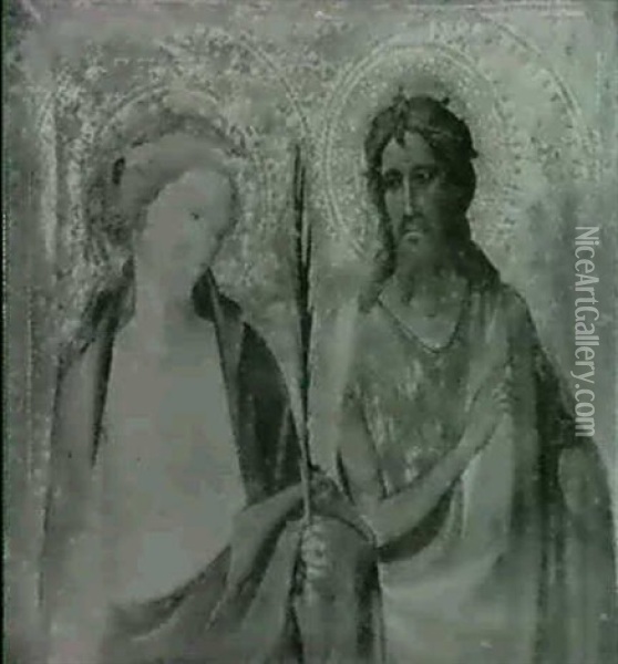 Sainte Catherine D'alexandrie Et Saint Jean-baptiste Oil Painting - Gherardo die Jacopo Starnina