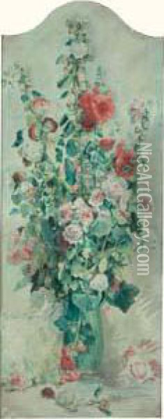 Bouquet De Roses Tremieres Oil Painting - Zacharie Astruc