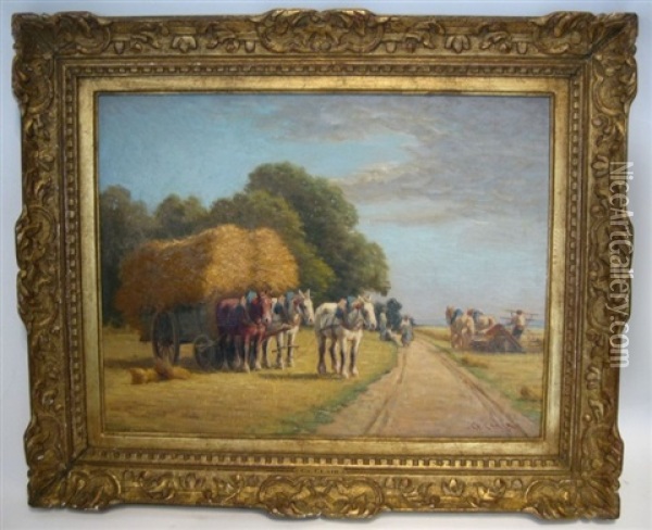 Les Moissons Oil Painting - Charles H. Clair