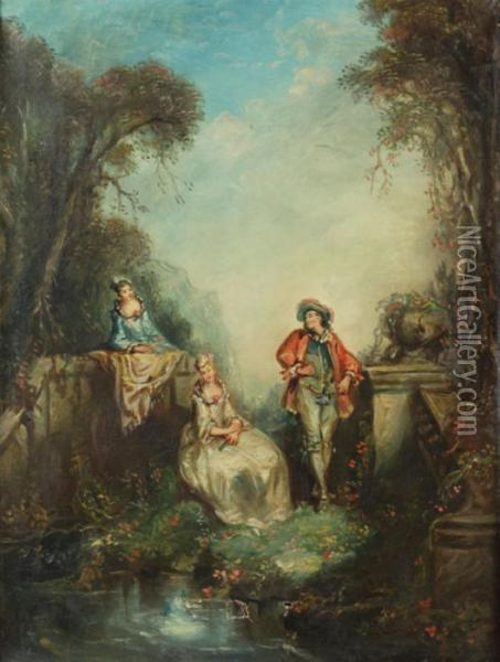 Scenes Galantes Oil Painting - Watteau, Jean Antoine