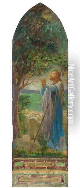 The Shepherd and His Flock Oil Painting - John La Farge