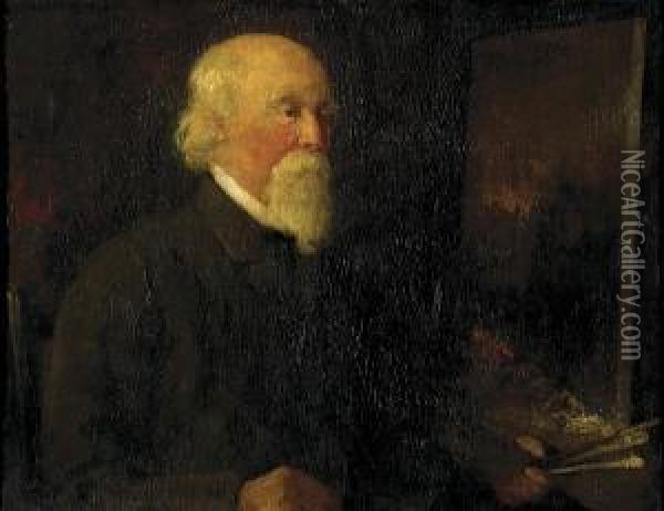A Portrait Of John Pettie Oil Painting - Frank Duveneck