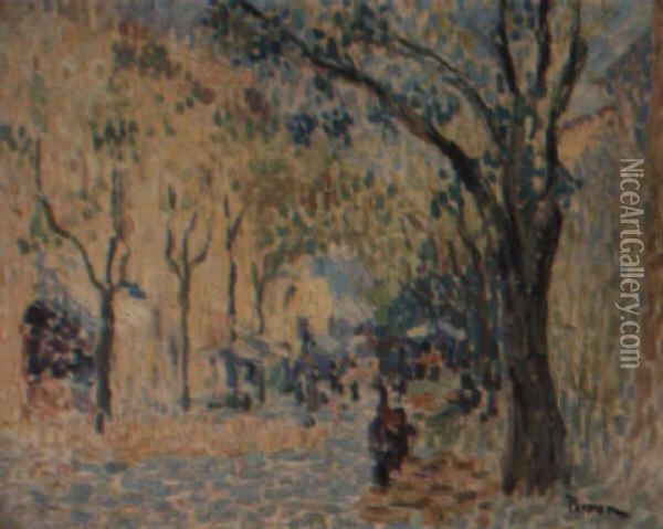 Paris, Boulevard Des Batignolles, L'allee Ombragee Oil Painting - Henri Person