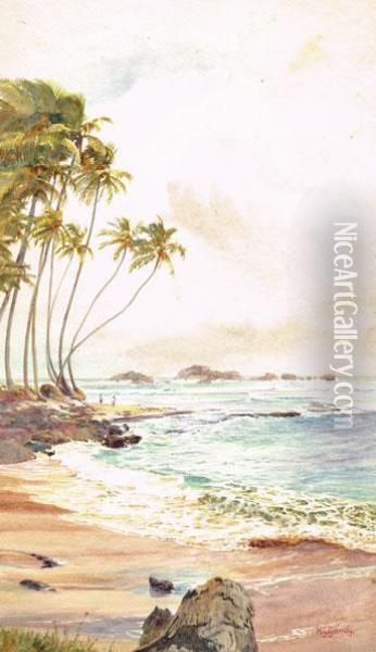 Coast Near Ambalongoda, Ceylon (sri Lanka) Oil Painting - Henry George Gandy